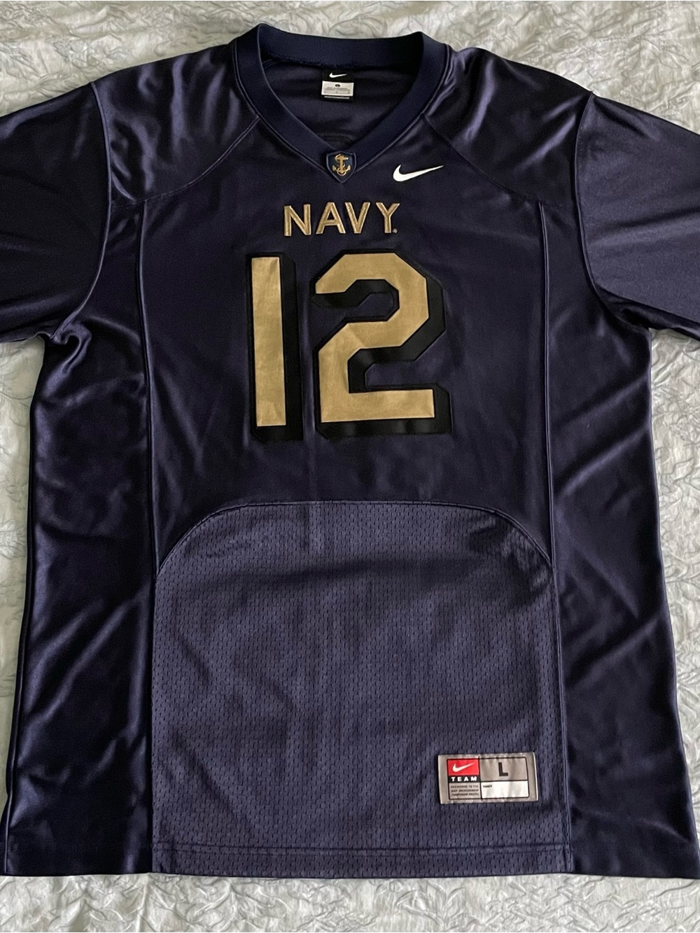 Nike Navy Midshipmen Football Jersey Men’s L #12 Pro Combat Stitched NCAA - Picture 2 of 11